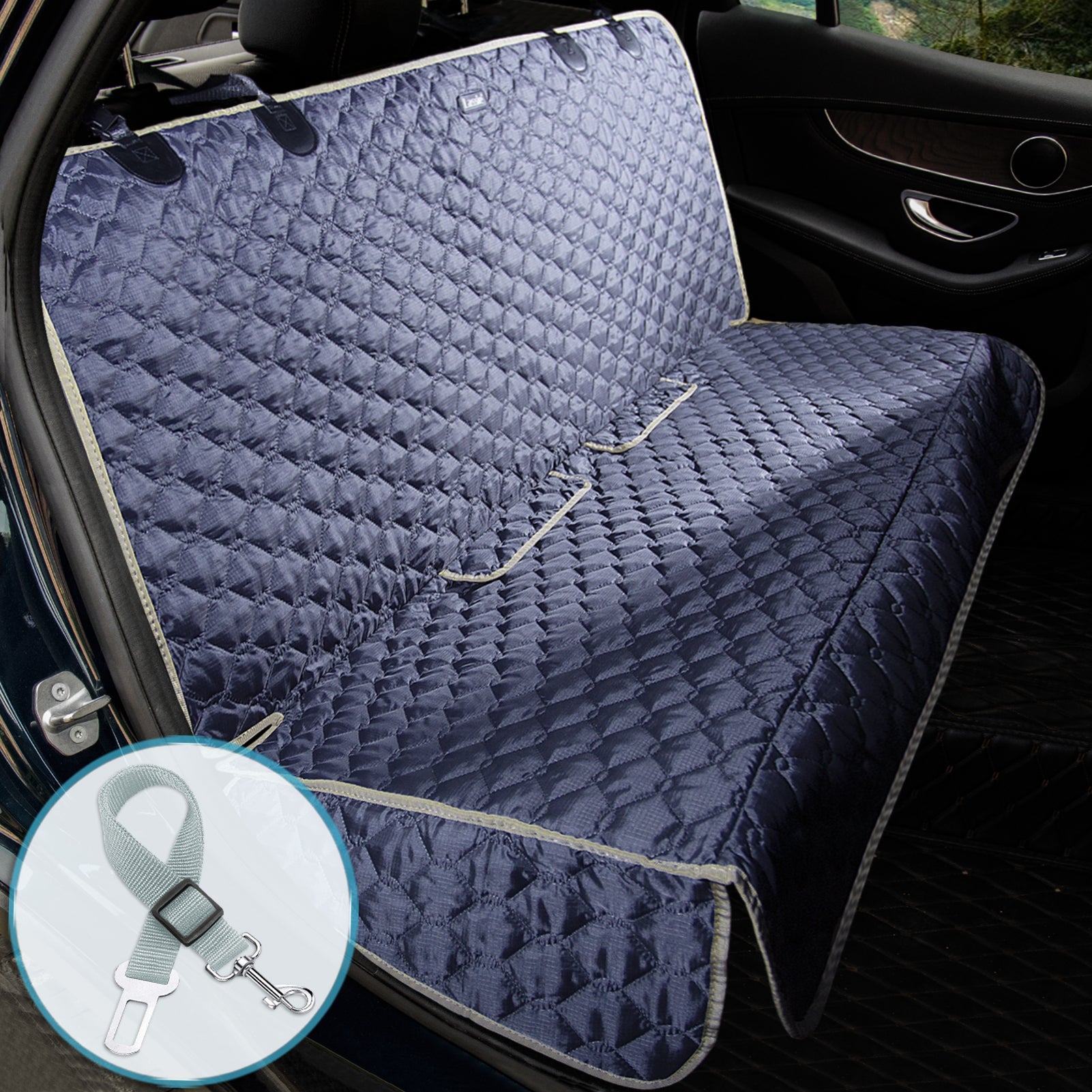 Dog Car Seat Cover, Waterproof Nonslip Pet Seat Cover for Back Seat, Mesh Visual Window, Heavy Duty
