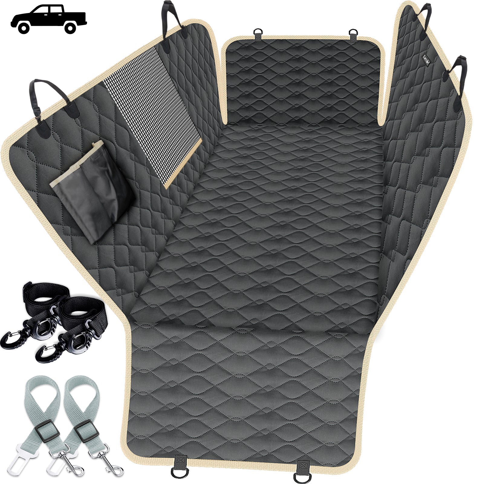 PETnSport Dog Car Seat Cover - Hammock Style Waterproof Cargo & Back S